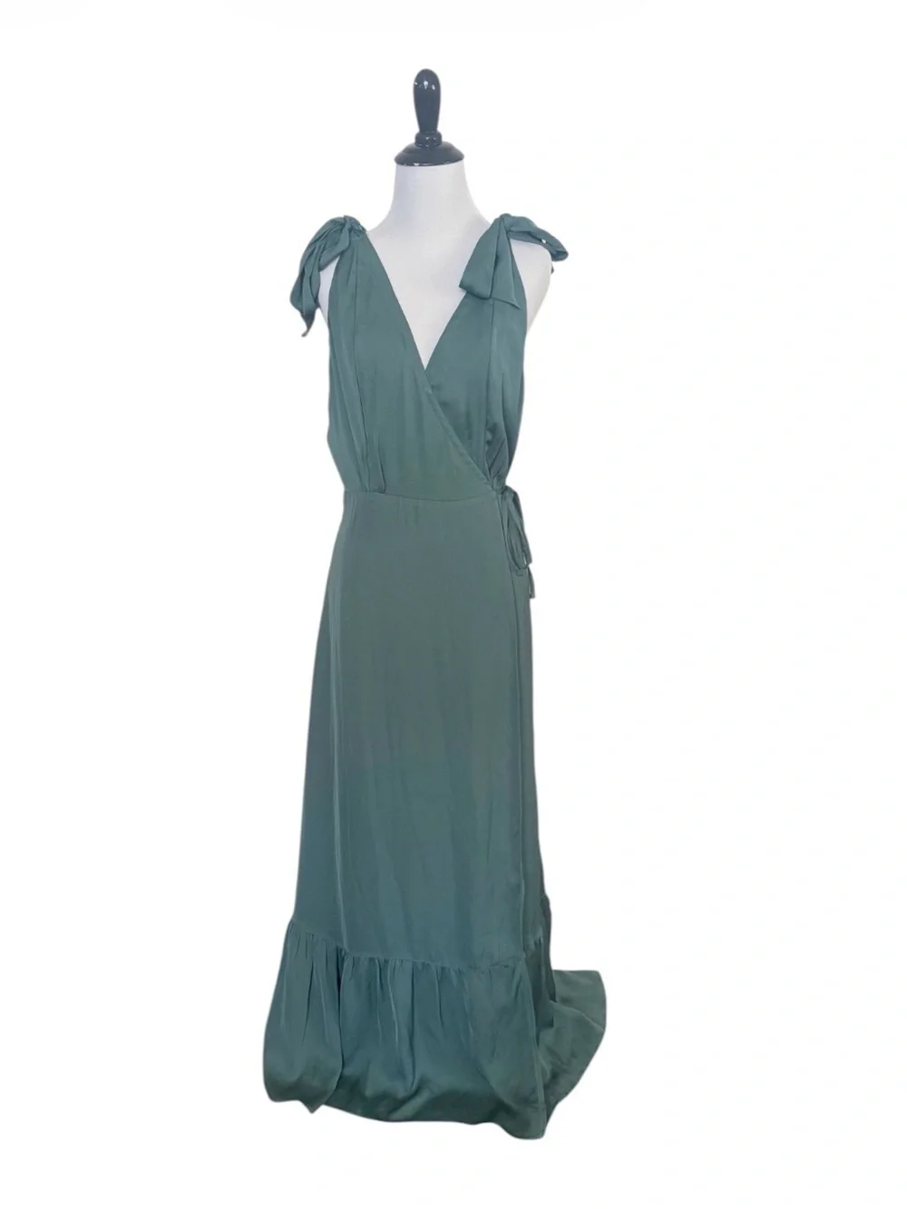 Abercrombie & Fitch Tie-Shoulder Satin Wrap Maxi Dress Size Medium